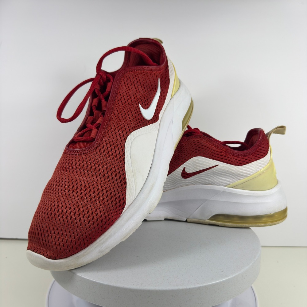 Nike Air Max Motion 2 Men Size 13 Red White Mesh Running Shoes Cushion